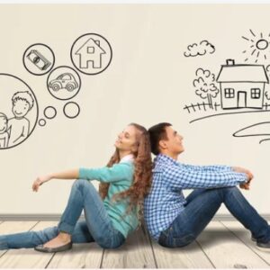 Pareja pensando como lograr sus sueños financieros