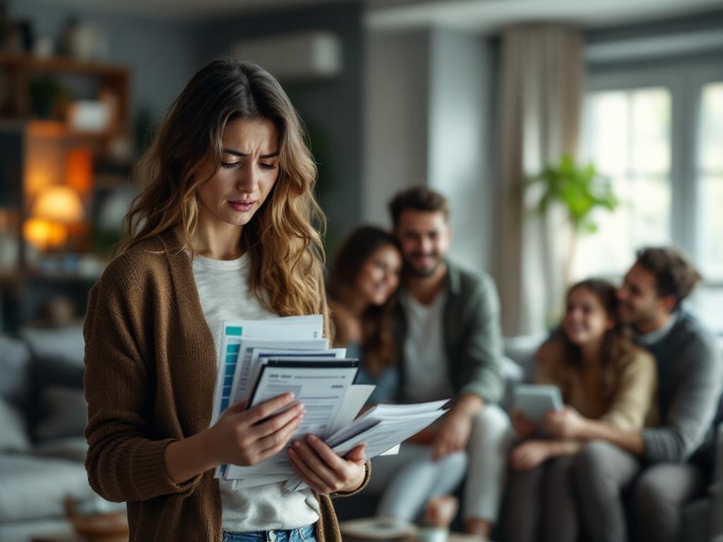 Familia manejando finanzas con planificación presupuestaria